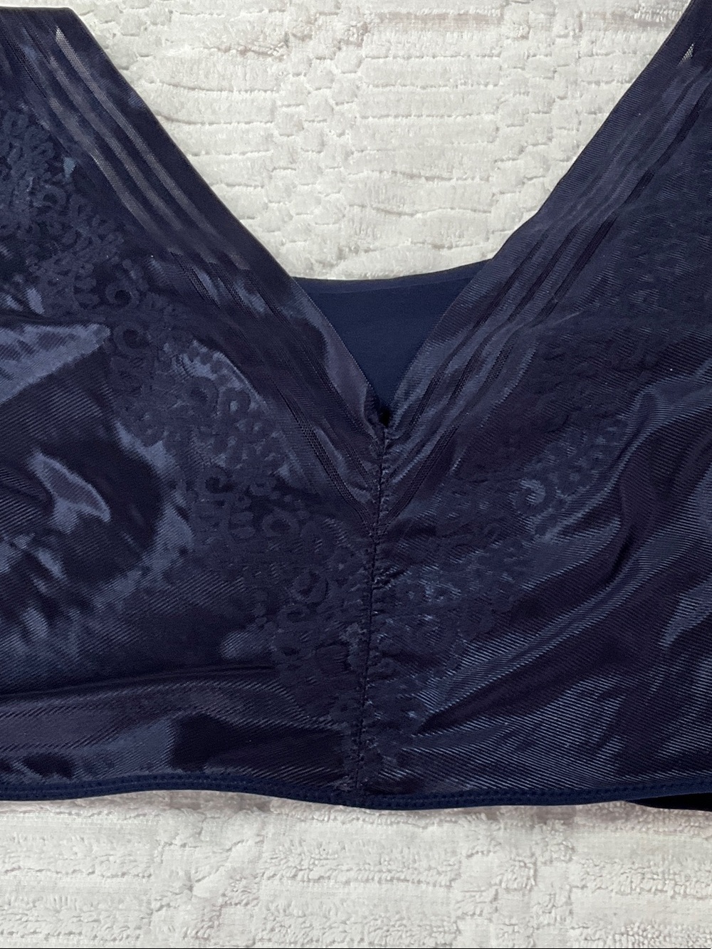 Navy Lace-Detail Wireless Bralette - Unbranded